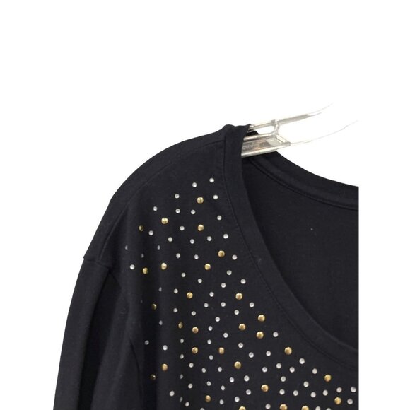 Liz & Me Catherines Knit Blouse 3X 26/28W Silver Rhinestone Studs Long Sleeves - Picture 5 of 8